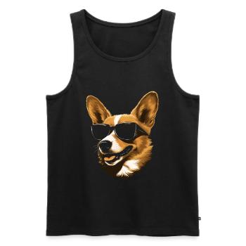 Corgi Sonnenbrille - Männer Premium Bio Tank Top - Schwarz - Vorne - Michal (187cm)