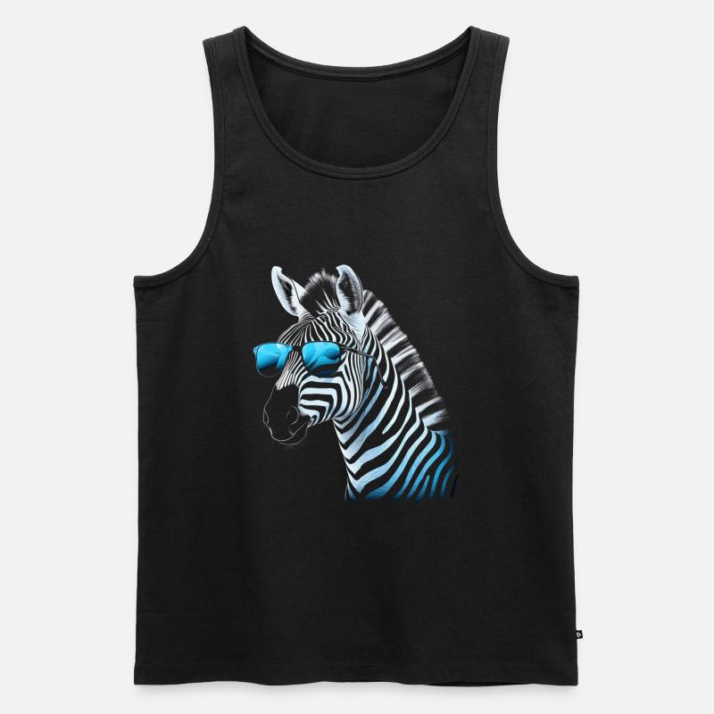 Kühle Zebra Sonnenbrille - Männer Premium Bio Tank Top - Schwarz