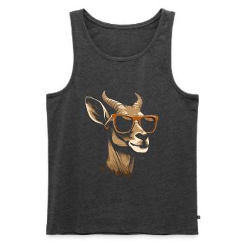 Bridgewalker Impala aus dem Seitkopfwinkel mit - Männer Premium Bio Tank Top - Anthrazit meliert - Vorne - AI Model Male 178 light (178cm)