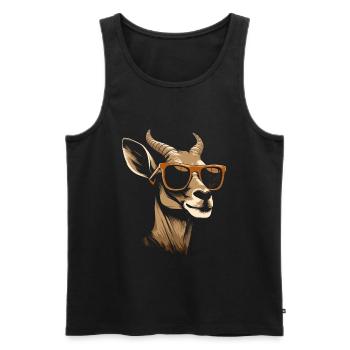 Bridgewalker Impala de l'angle de tête latérale - Débardeur bio Premium Homme - noir - Devant - AI Model Male 178 light (178cm)