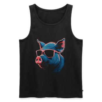 Kühle Schweinerbrille - Männer Premium Bio Tank Top - Schwarz - Vorne - Michal (187cm)