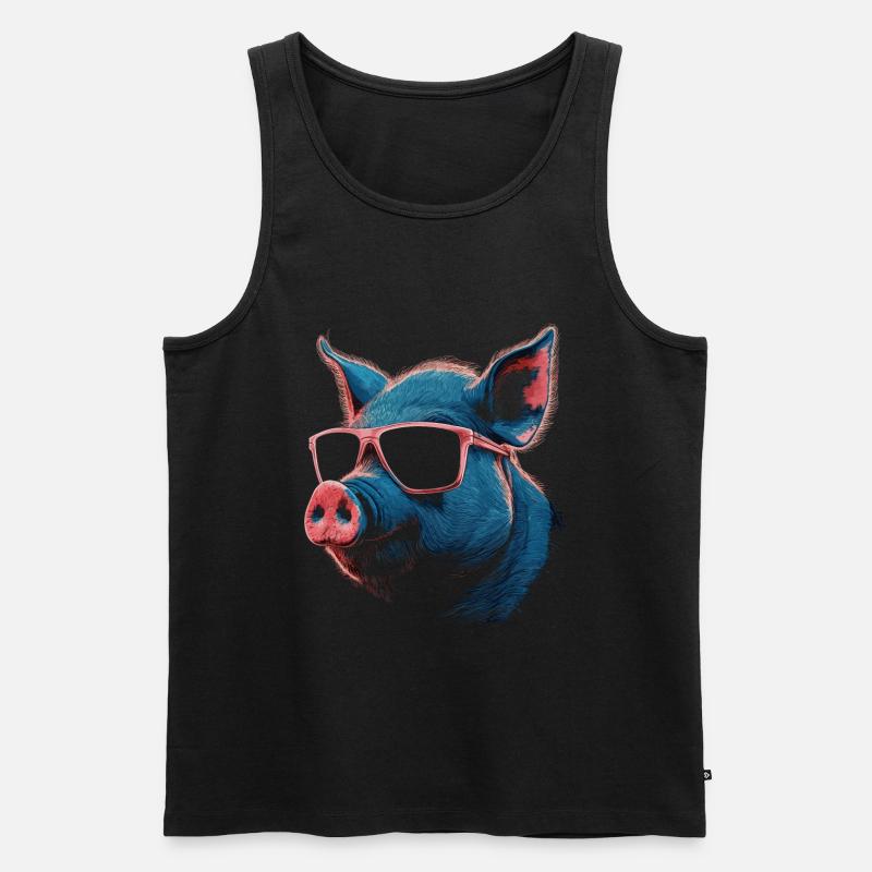 Kühle Schweinerbrille - Männer Premium Bio Tank Top - Schwarz