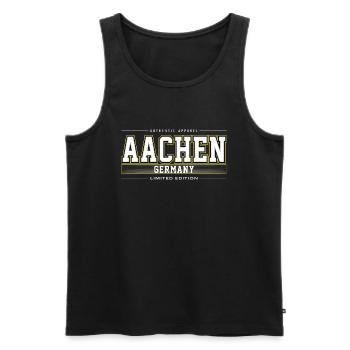 Aachen - Männer Premium Bio Tank Top - Schwarz - Vorne - Michal (187cm)