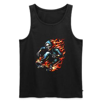 Skull skeleton on skateboard - Men's Premium Organic Tank Top - black - Front - AI Model Male 178 light (178cm)