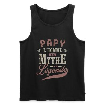 PAPY L'homme le mythe la légende cadeau noel fête - Débardeur bio Premium Homme - noir - Devant - Michal (187cm)