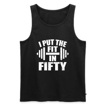 I Put The Fit In Fifty Funny 50th Birthday - Débardeur bio Premium Homme - noir - Devant - Michal (187cm)