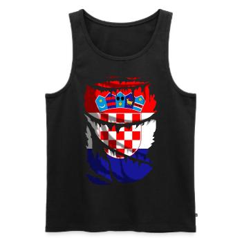 Flagge Kroatiens, zerbrochener oder zerrissener Stoffeffekt - Männer Premium Bio Tank Top - Schwarz - Vorne - Michal (187cm)