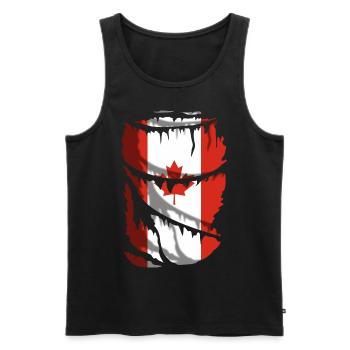 Flag of Canada, with broken fabric effect - Men's Premium Organic Tank Top - black - Front - AI Model Male 178 light (178cm)