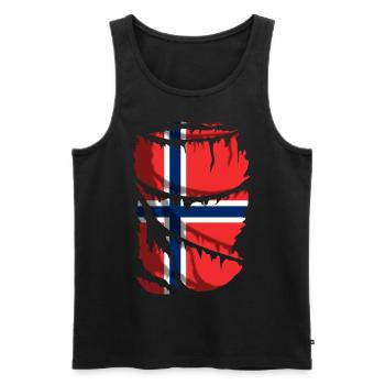 Flag of Norway, broken or torn fabric effect - Men's Premium Organic Tank Top - black - Front - Michal (187cm)