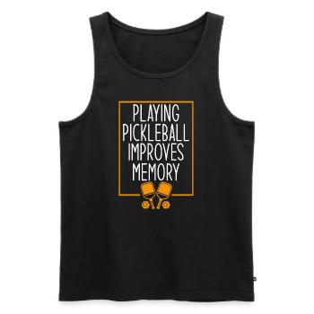 Playing Pickleball Improves Memory - Men's Premium Organic Tank Top - black - Front - AI Model Male 178 light (178cm)