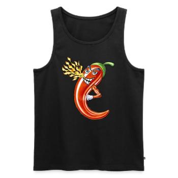 Funny Spicy Chili On Fire - Men's Premium Organic Tank Top - black - Front - AI Model Male 178 light (178cm)