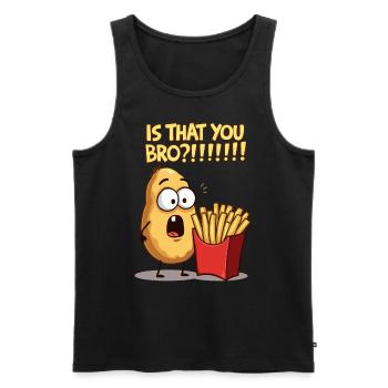 Pomme de terre rencontre frites - Débardeur bio Premium Homme - noir - Devant - AI Model Male 178 light (178cm)
