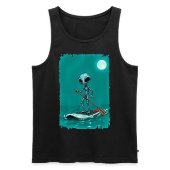 Alien on a Stand up Paddle Board 1 - Männer Premium Bio Tank Top - Schwarz - Vorne - Michal (187cm)