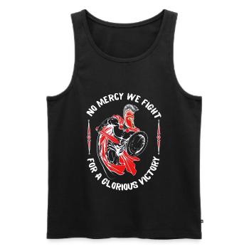NO MERCY WE FIGHT, Warrior, Kämpfer, Statement - Männer Premium Bio Tank Top - Schwarz - Vorne - AI Model Male 178 light (178cm)
