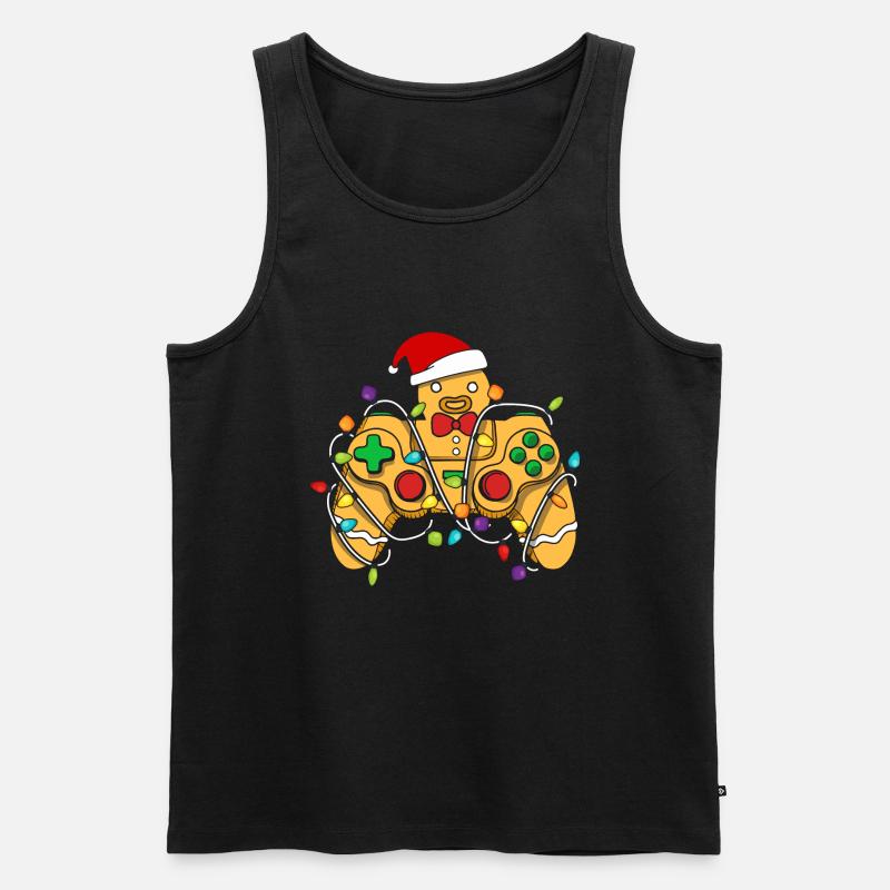 Christmas Gaming Controller Gingerbread - Männer Premium Bio Tank Top - Schwarz