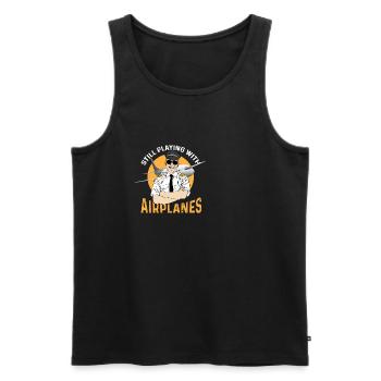 Still planes play commercial pilot gift - Men's Premium Organic Tank Top - black - Front - Michal (187cm)