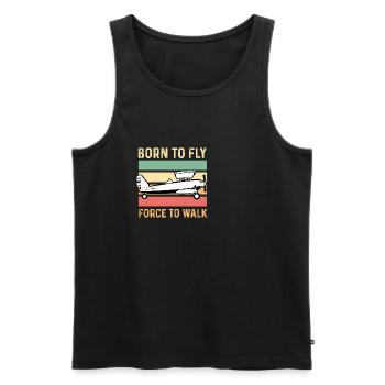Forced to run aircraft mechanic gift - Men's Premium Organic Tank Top - black - Front - Michal (187cm)