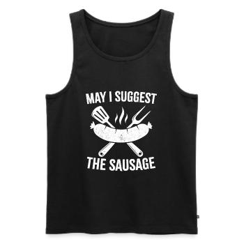 Puis-je suggérer la saucisse - Débardeur bio Premium Homme - noir - Devant - AI Model Male 178 light (178cm)