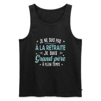 Retraite grand-père. Cadeau papy retraité. Sénior - Débardeur bio Premium Homme - noir - Devant - Michal (187cm)