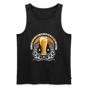 Trinken wir noch einen? Lustiger Spruch Funshirt - Männer Premium Bio Tank Top - Schwarz - Vorne - Michal (187cm)