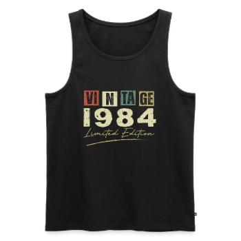 Jahrgang 1984 Original 1984 Jubiläumsgeschenk - Männer Premium Bio Tank Top - Schwarz - Vorne - Michal (187cm)