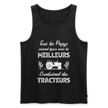 Meilleur Papy Pilote Tracteur Humour Agriculteur - Débardeur bio Premium Homme - noir - Devant - Michal (187cm)