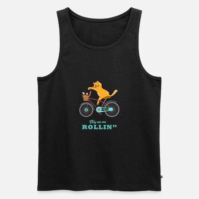 Lustige Katze - Männer Premium Bio Tank Top - Schwarz