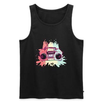 Ghetto Blaster Kassetten Recorder - Männer Premium Bio Tank Top - Schwarz - Vorne - AI Model Male 178 light (178cm)