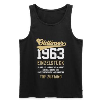 63. GEBURTSTAG OLDTIMER 1963 - Männer Premium Bio Tank Top - Schwarz - Vorne - AI Model Male 178 light (178cm)
