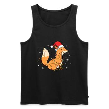 Renard avec bonnet de Père Noël - Débardeur bio Premium Homme - noir - Devant - AI Model Male 178 light (178cm)