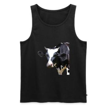 Drôle d’agriculteurs de têtes de vache de vache - Débardeur bio Premium Homme - noir - Devant - AI Model Male 178 light (178cm)