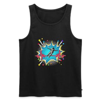 Motorradfahrer Pop Art Comic Retro Herzschlag - Männer Premium Bio Tank Top - Schwarz - Vorne - Michal (187cm)