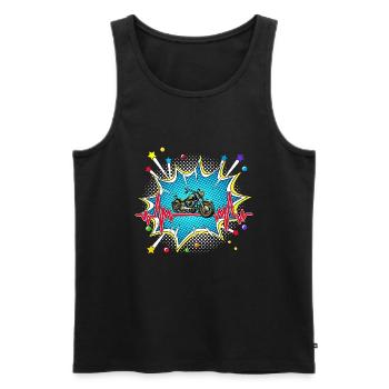 MTB Pop Art Comic Retro Herzschlag - Männer Premium Bio Tank Top - Schwarz - Vorne - Michal (187cm)