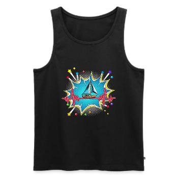 Skifahrer Pop Art Comic Retro Herzschlag - Männer Premium Bio Tank Top - Schwarz - Vorne - Michal (187cm)