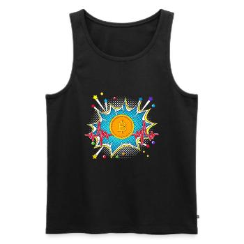 Panzer Pop Art Comic Retro Herzschlag - Männer Premium Bio Tank Top - Schwarz - Vorne - AI Model Male 178 light (178cm)