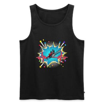 Frisbee Pop Art Comic Retro Herzschlag - Männer Premium Bio Tank Top - Schwarz - Vorne - Michal (187cm)