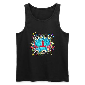 Fußball Pop Art Comic Retro Herzschlag - Männer Premium Bio Tank Top - Schwarz - Vorne - Michal (187cm)