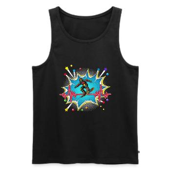 SUP Pop Art Comic Retro Herzschlag - Männer Premium Bio Tank Top - Schwarz - Vorne - AI Model Male 178 light (178cm)