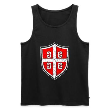 Serbie Srbija Armoiries Drapeau Drapeau Amour Football - Débardeur bio Premium Homme - noir - Devant - AI Model Male 178 light (178cm)