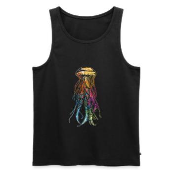 Qualle bunt - Männer Premium Bio Tank Top - Schwarz - Vorne - Michal (187cm)