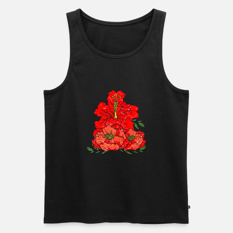 Rote Blumen - Männer Premium Bio Tank Top - Schwarz