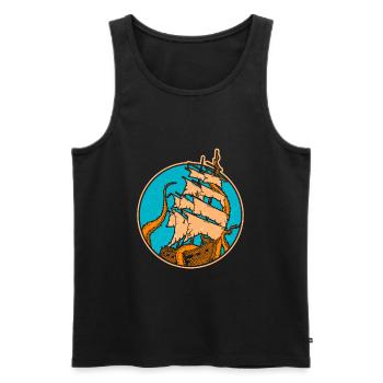 Pirate ship Kraken - Men's Premium Organic Tank Top - black - Front - AI Model Male 178 light (178cm)