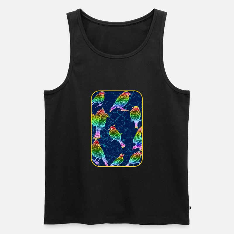 Bunte Vögel - Männer Premium Bio Tank Top - Schwarz