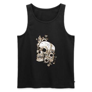 Tête de mort Skull crânes fleurs - Débardeur bio Premium Homme - noir - Devant - Michal (187cm)
