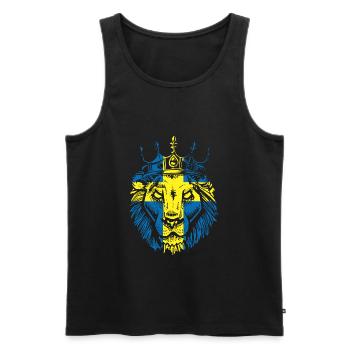 Drapeau de la Suède avec lion - Débardeur bio Premium Homme - noir - Devant - Michal (187cm)