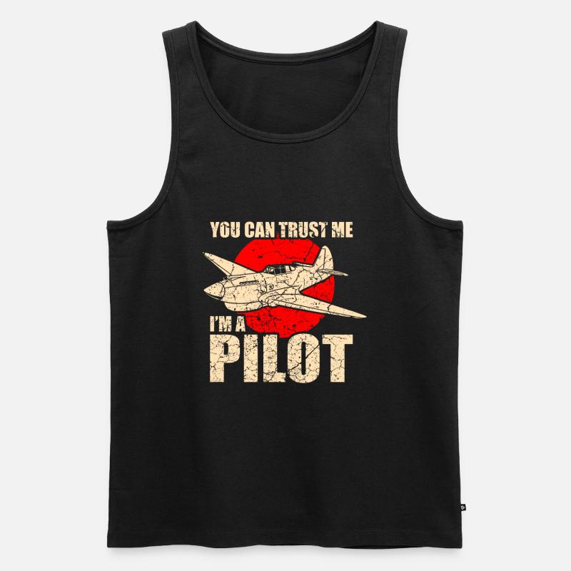 Pilot Flieger Flugzeug Fliegen - Männer Premium Bio Tank Top - Schwarz