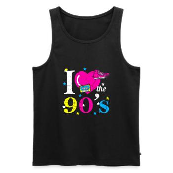 90s - Men's Premium Organic Tank Top - black - Front - AI Model Male 178 light (178cm)