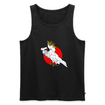 Funny cockatoo parrot hairstyle - Men's Premium Organic Tank Top - black - Front - AI Model Male 178 light (178cm)