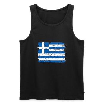 Greece flag - Men's Premium Organic Tank Top - black - Front - AI Model Male 178 light (178cm)