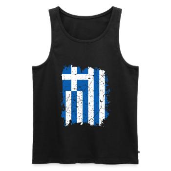 Drapeau de la Grèce - Débardeur bio Premium Homme - noir - Devant - AI Model Male 178 light (178cm)